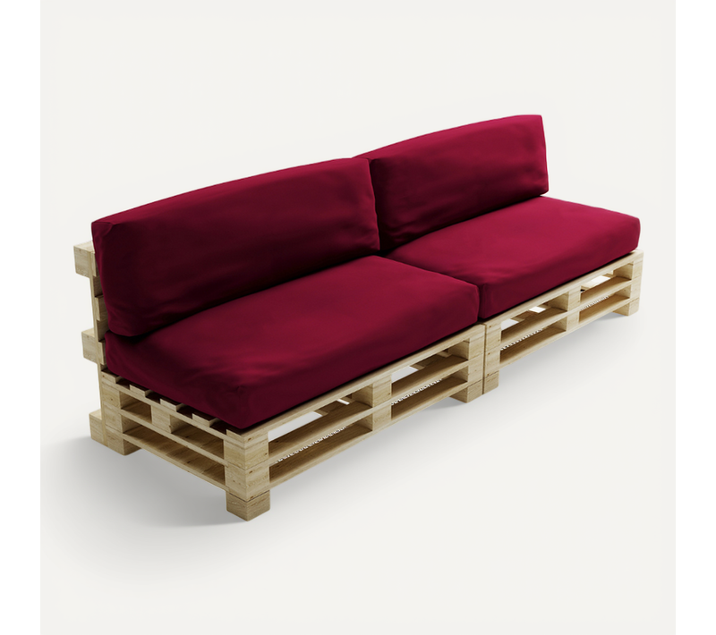 Coussins Palette Déhoussable Imperméable Lot X2 Rouge