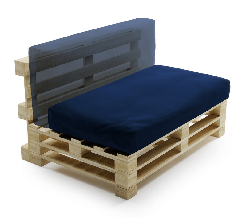 Coussin Palette Déhoussable Imperméable 120 X 60 Cm Bleu