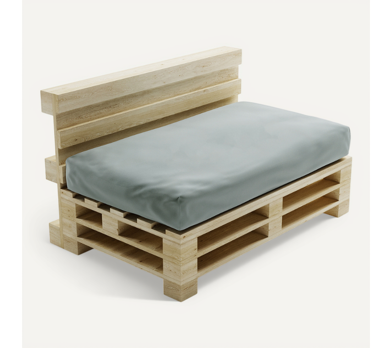Coussin Palette Déhoussable Imperméable Assise 120 X 80 Cm Gris Clair