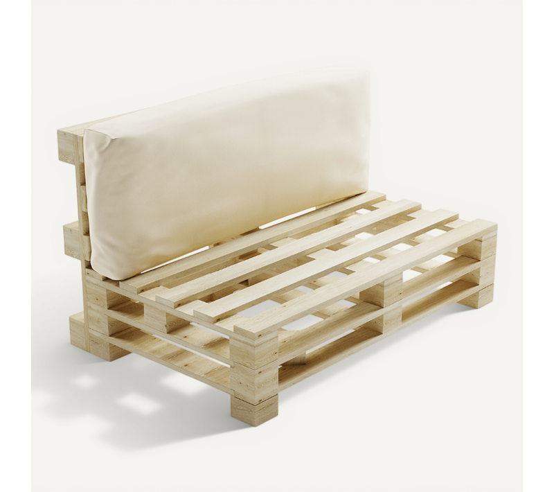 Coussin Palette Déhoussable Imperméable Dossier 120 X 40 Cm Beige