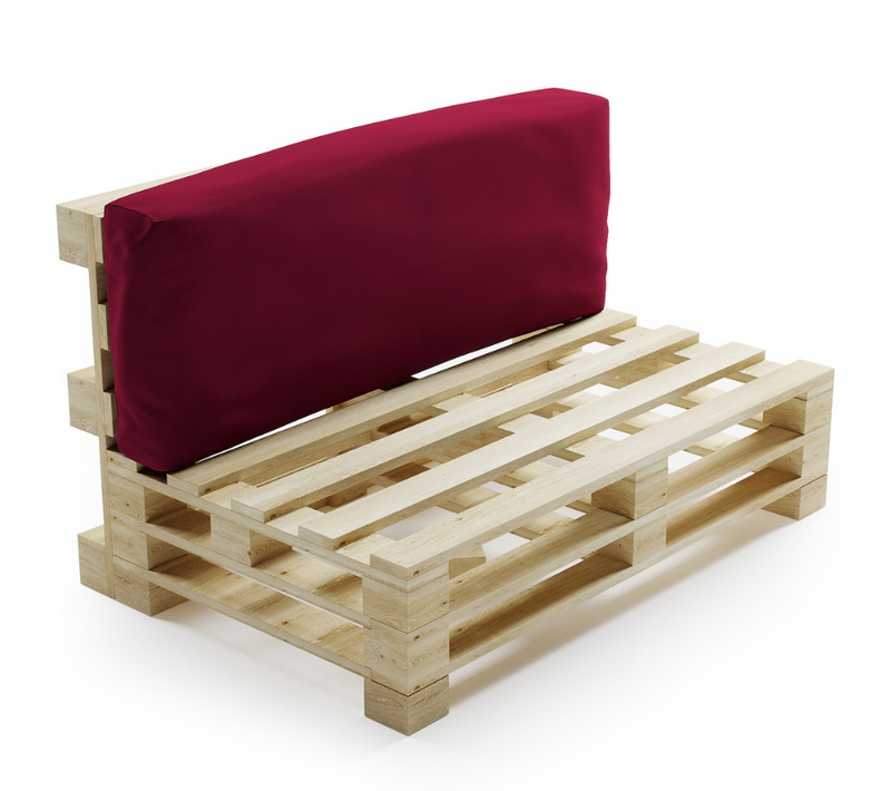 Coussin Palette Déhoussable Imperméable Dossier 120 X 40 Cm Rouge