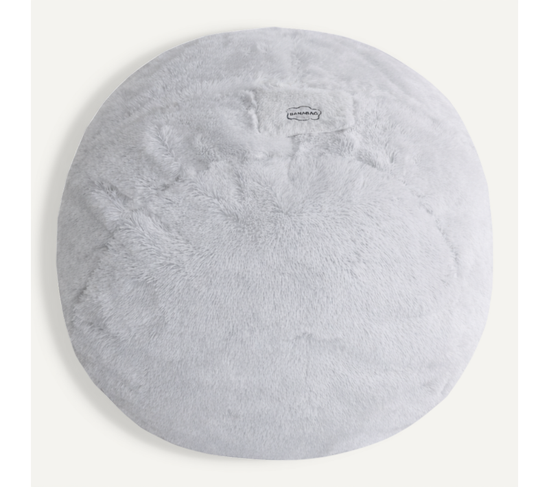 Pouf Géant Déhoussable Fausse Fourrure Gris Clair 140 Cm