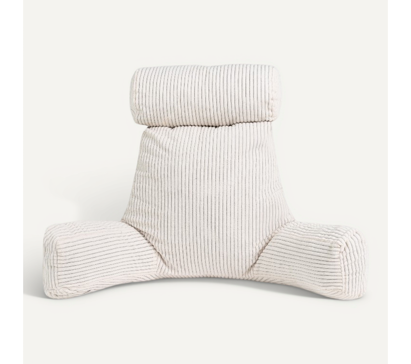 Coussin De Lecture Déhoussable En Velours Côtelé 80x50x70 Cm Blanc