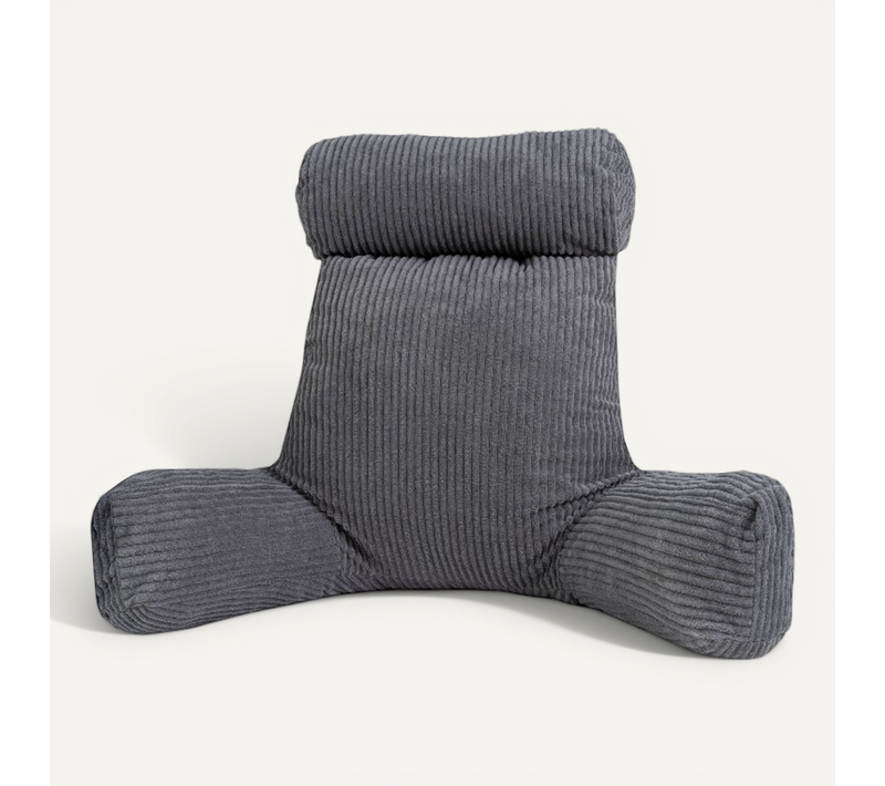 Coussin De Lecture Déhoussable En Velours Côtelé 80x50x70 Cm Gris