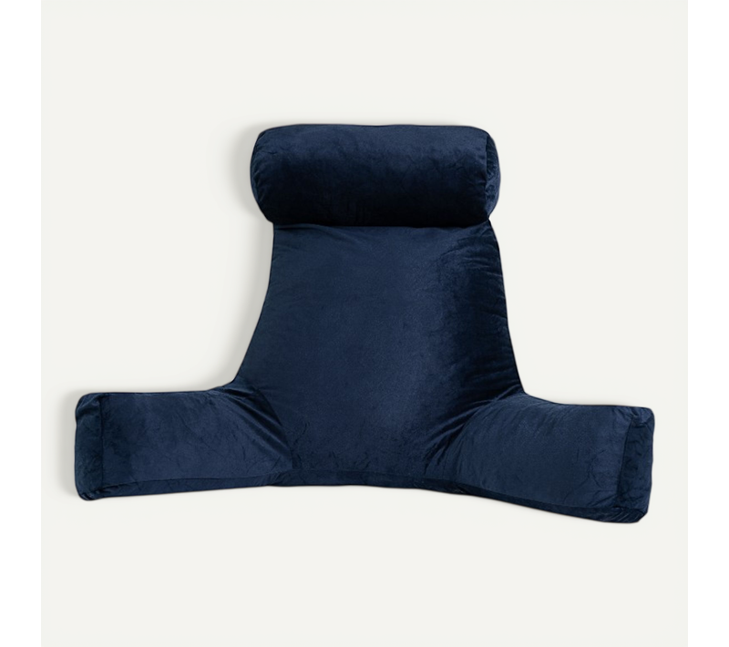 Coussin De Lecture Déhoussable En Velours 80x50x70 Cm Bleu Foncé