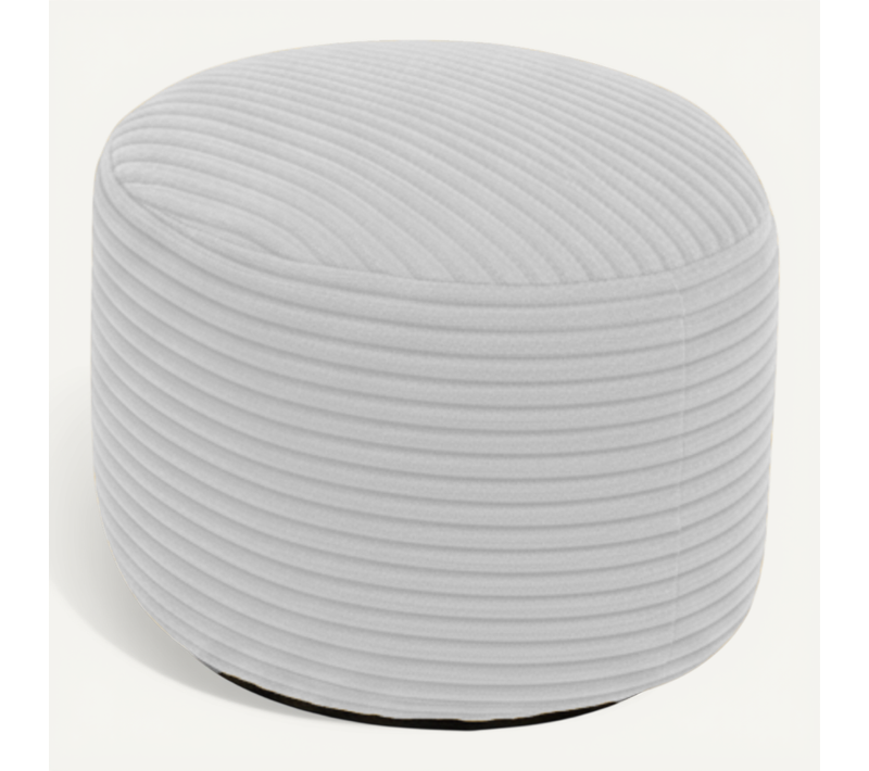 Pouf Déhoussable En Velours Côtelé 55x30 Cm Gris Clair