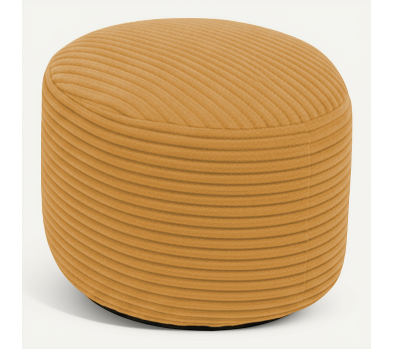 Pouf Déhoussable En Velours Côtelé 55x30 Cm Jaune Moutarde