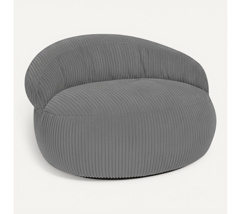 Pouf XXL Déhoussable En Velours Côtelé 110x100 Cm Gris Foncé