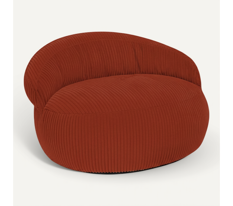 Pouf XXL Déhoussable En Velours Côtelé 110x100 Cm Rouge Brique