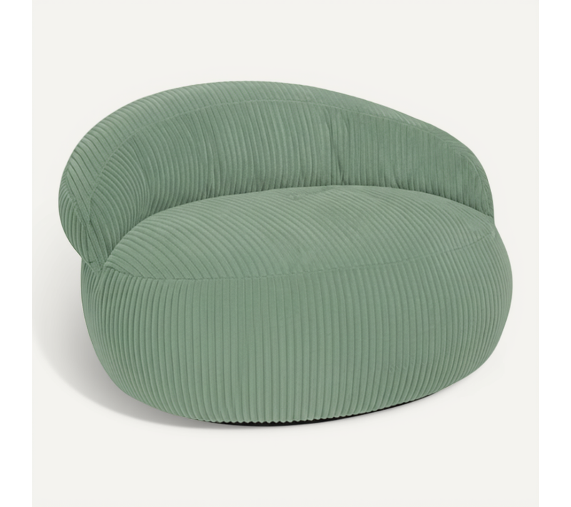 Pouf XXL Déhoussable En Velours Côtelé 110x100 Cm Vert