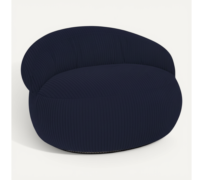 Pouf XXL Déhoussable En Velours Côtelé 110x100 Cm Bleu Foncé