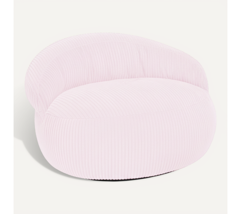 Pouf XXL Déhoussable En Velours Côtelé 110x100 Cm Rose