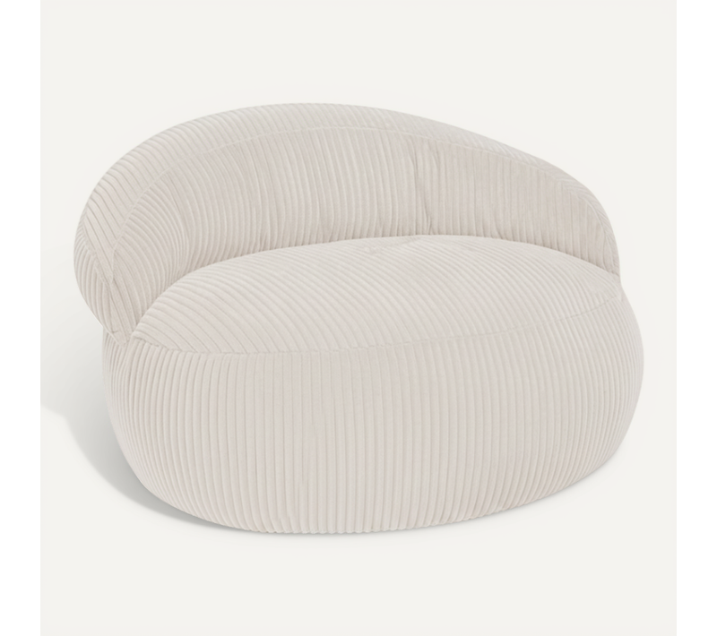 Pouf XXL Déhoussable En Velours Côtelé 110x100 Cm Beige