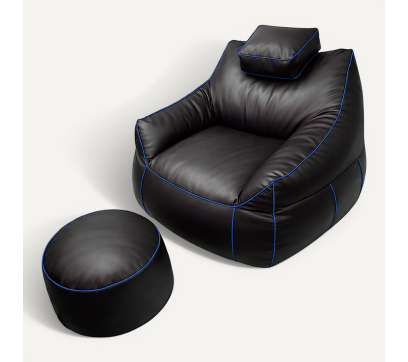 Pouf Gaming + Repose-pieds En Simili 100x110 Cm Bleu