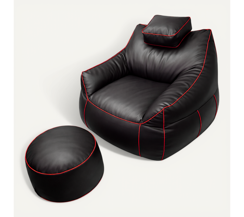 Pouf Gaming + Repose-pieds En Simili 100x110 Cm Rouge