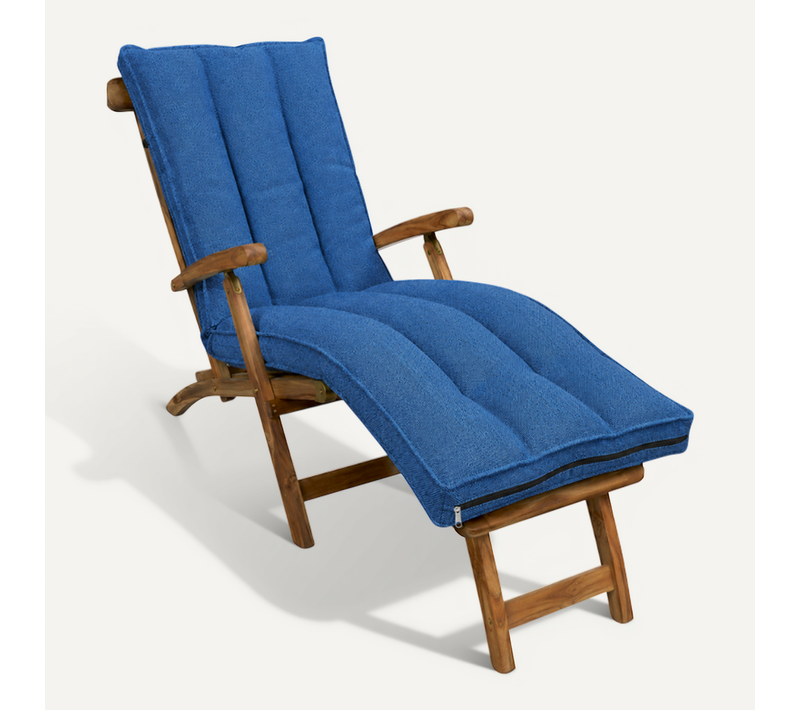 Coussin Bain De Soleil Déhoussable 190x60x15 Cm Bleu