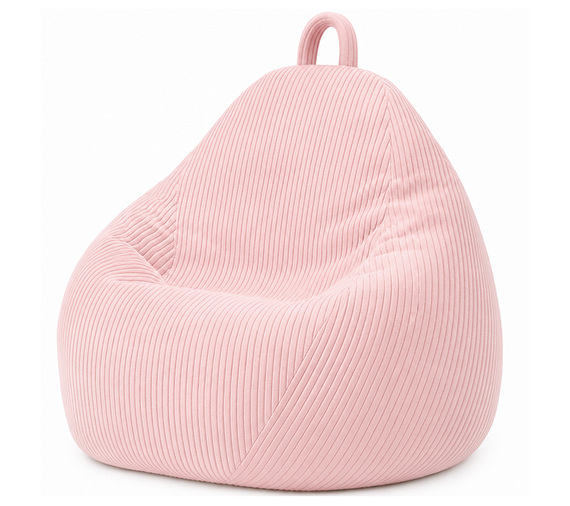 Pouf Poire Déhoussable Velours Côtelé - 120x100 Cm Rose