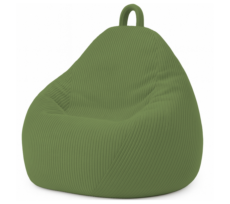 Pouf Poire Déhoussable Velours Côtelé - 120x100 Cm Vert