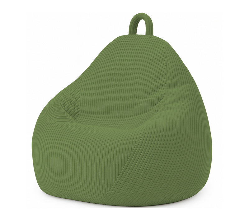 Pouf Poire Déhoussable Velours Côtelé - 105x85 Cm Vert