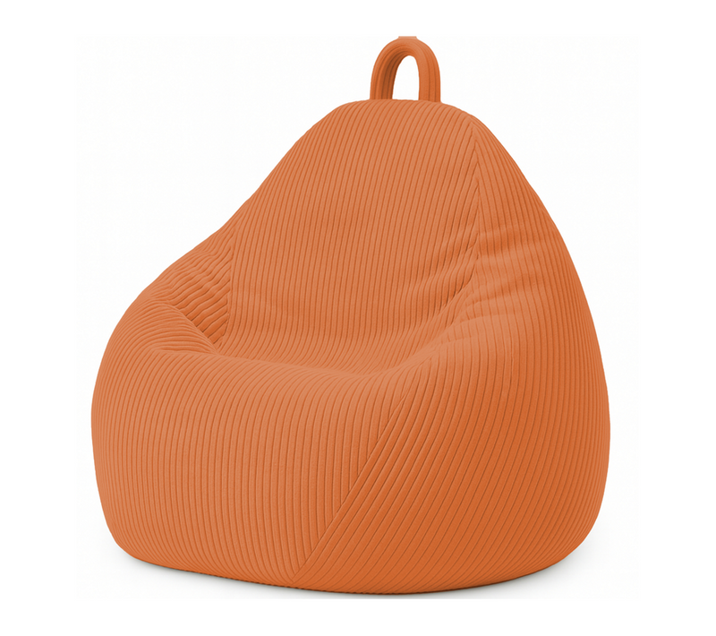 Pouf Poire Déhoussable Velours Côtelé - 105x85 Cm Terracotta