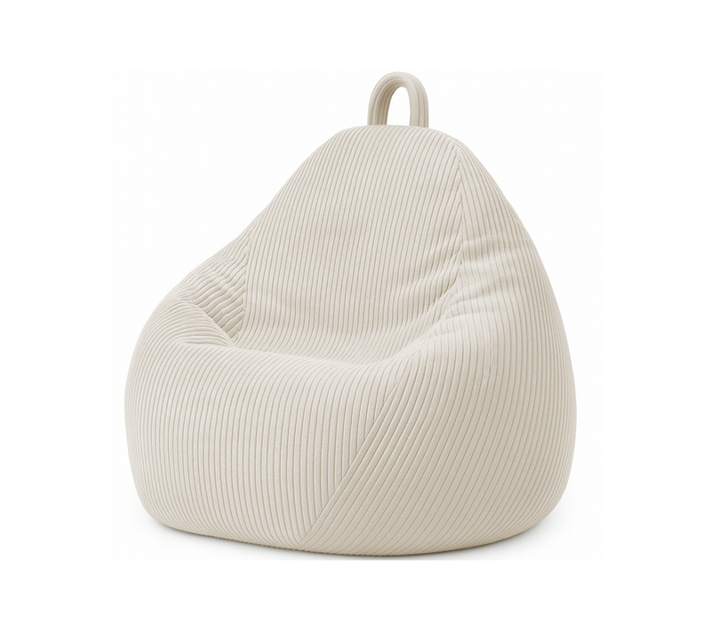 Pouf Poire Déhoussable Velours Côtelé - 80x70 Cm Beige