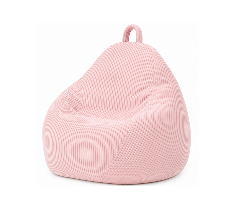 Pouf Poire Déhoussable Velours Côtelé - 80x70 Cm Rose