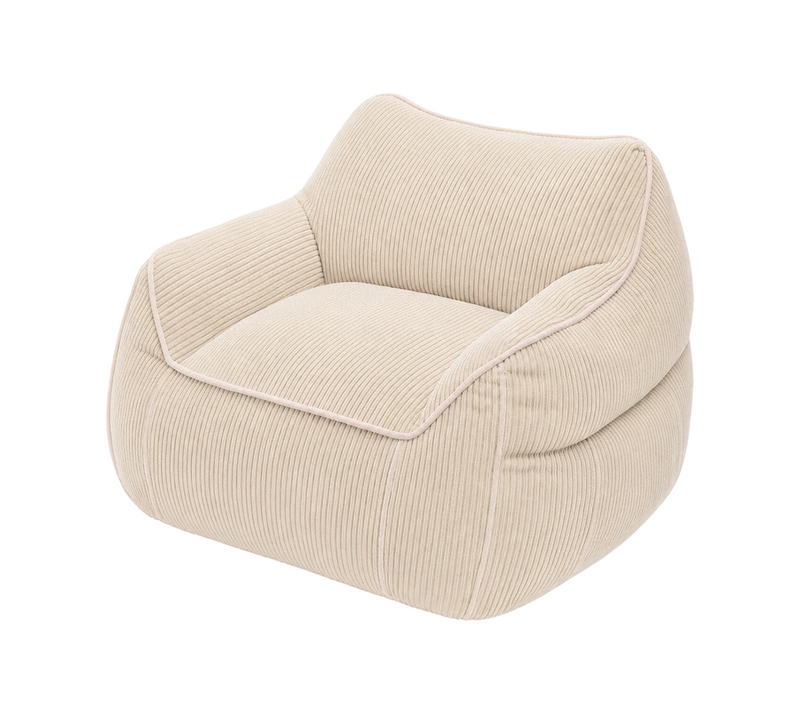 Pouf Fauteuil Velours Côtelé 100x110 Cm Beige