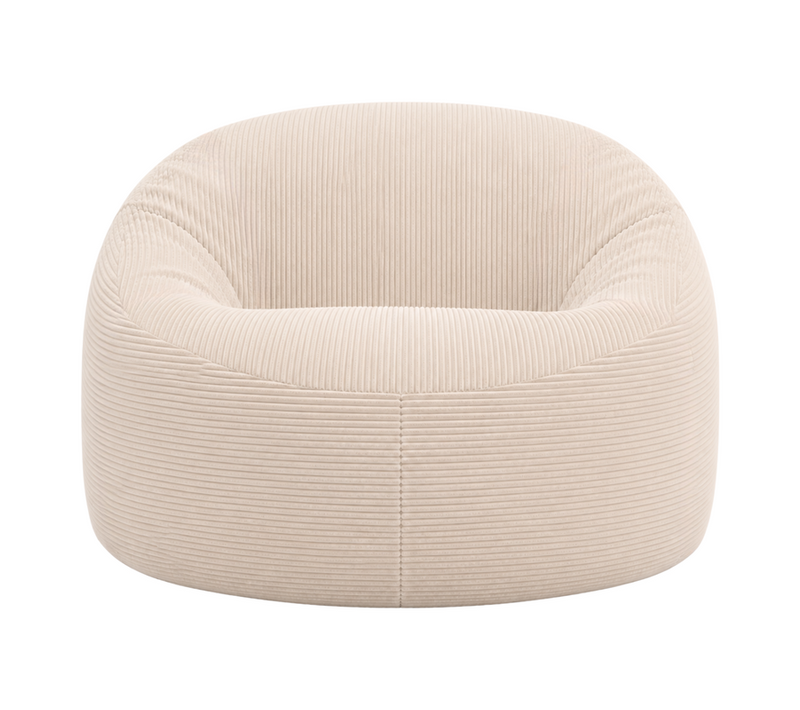 Pouf Déhoussable Velours Côtelé épais 100 Cm Blanc Cassé