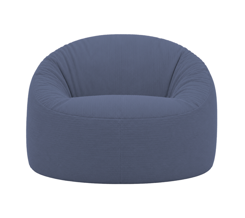 Pouf Déhoussable Velours Côtelé 100 Cm Bleu Foncé