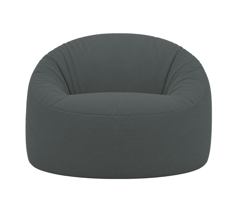 Pouf Déhoussable Velours Côtelé 100 Cm Gris
