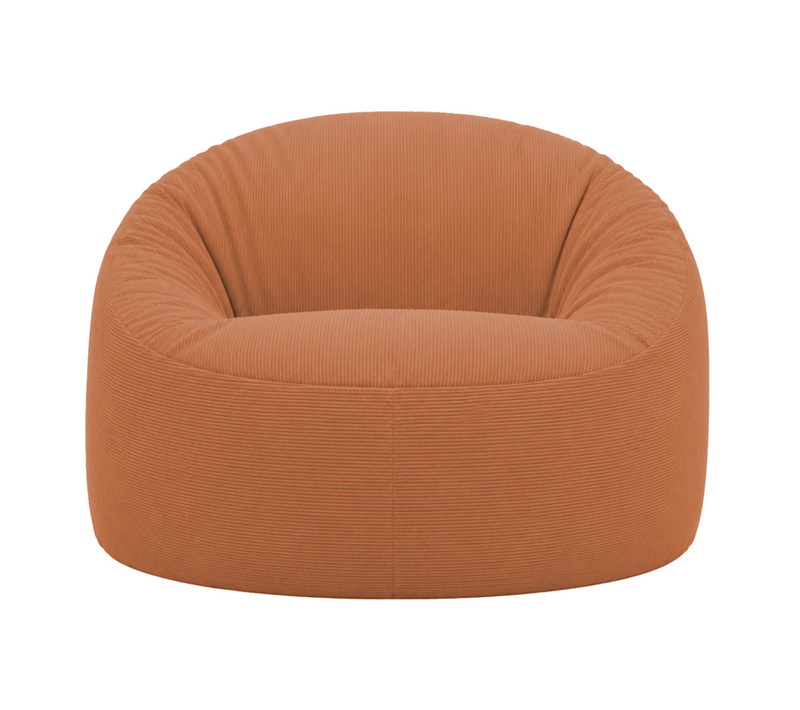 Pouf Déhoussable Velours Côtelé 100 Cm Terracotta