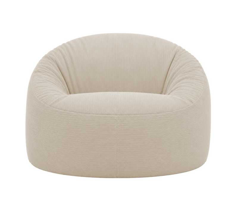 Pouf Déhoussable Velours Côtelé 100 Cm Beige