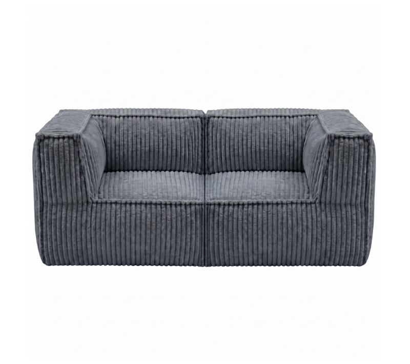 Canapé Modulable 2 Places Déhoussable En Velours Côtelé Bananair 90x180 Cm Gris Foncé