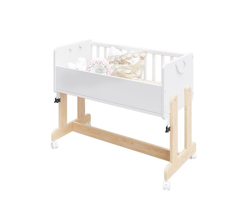 Berceau Lit Cododo 5 En 1 - Ornella - Matelas Inclus - Blanc Et Pin