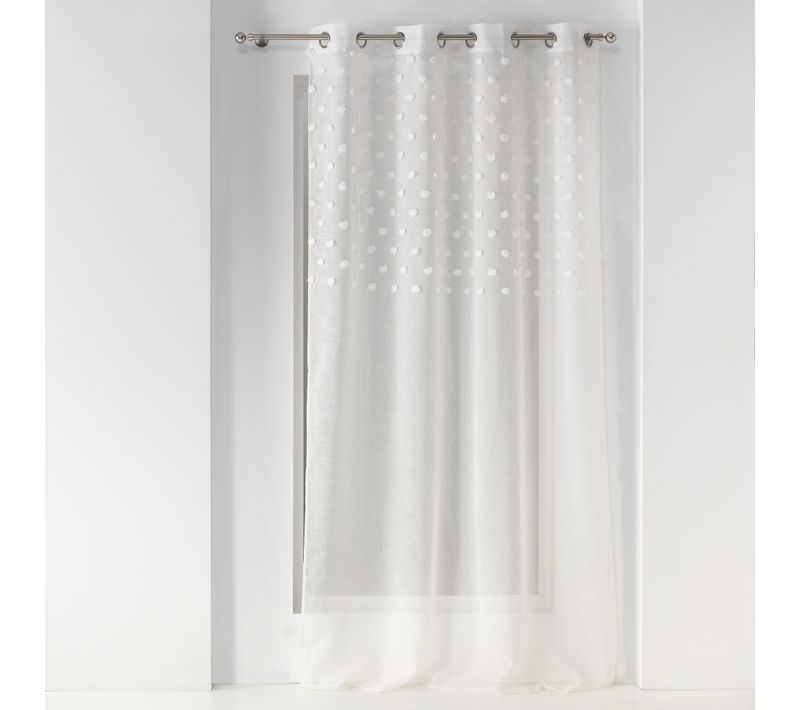 Rideau Voile à Oeillets 140 X 240 Cm Voile Sablé Melusine Blanc