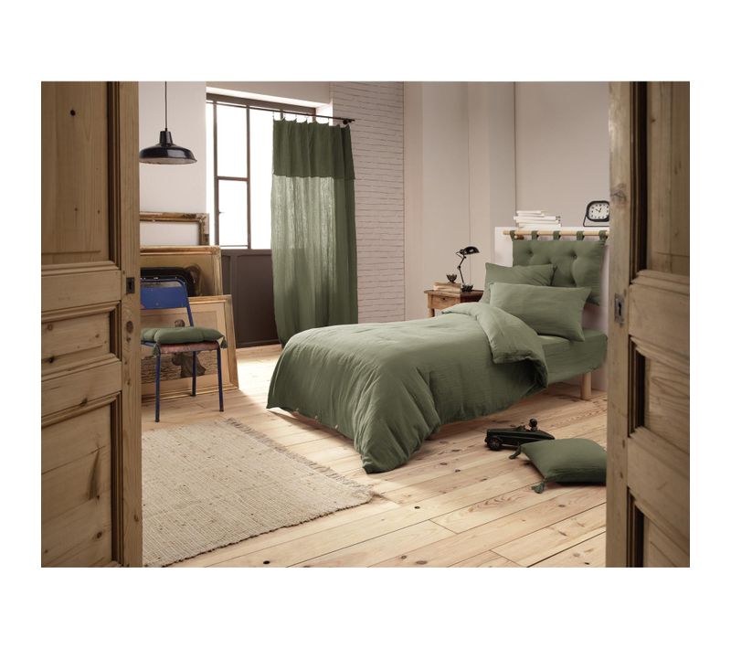 Pack Parure De Couette 140 X 200 Cm + Drap Housse 90 X 190 Cm + 1 Taie En Double Gaze De Coton
