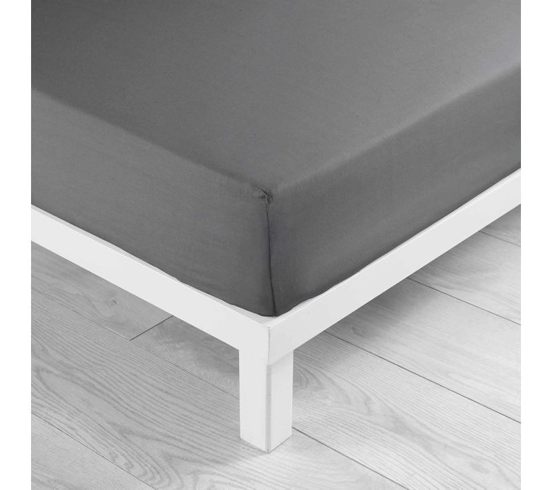 Lot De 2 Draps Housse King Size 180 X 200 Cm Coton 57 Fils Anthracite