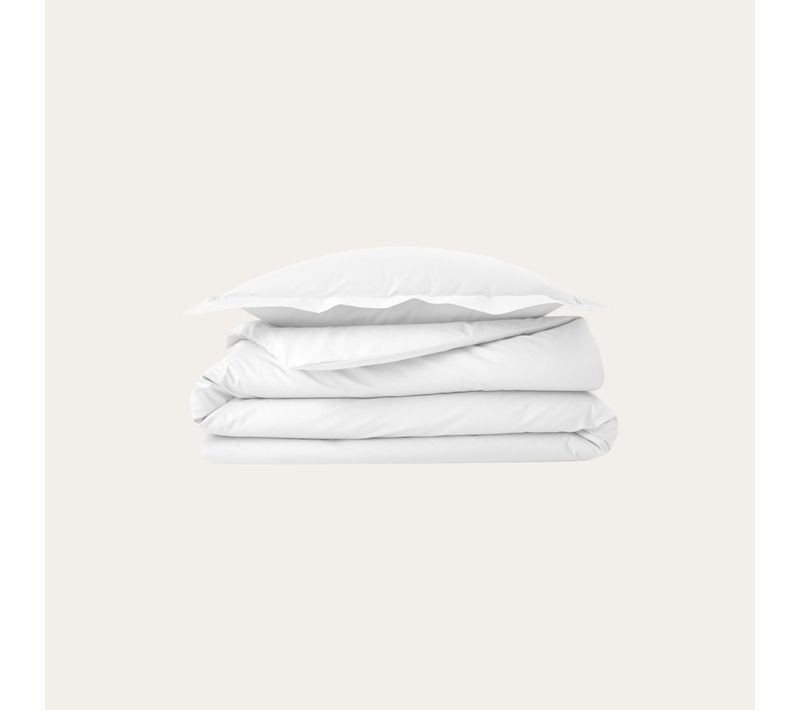 Parure De Couette 260 X 240 Cm + 2 Taie 63x63 Cm En Percale De Coton Blanc