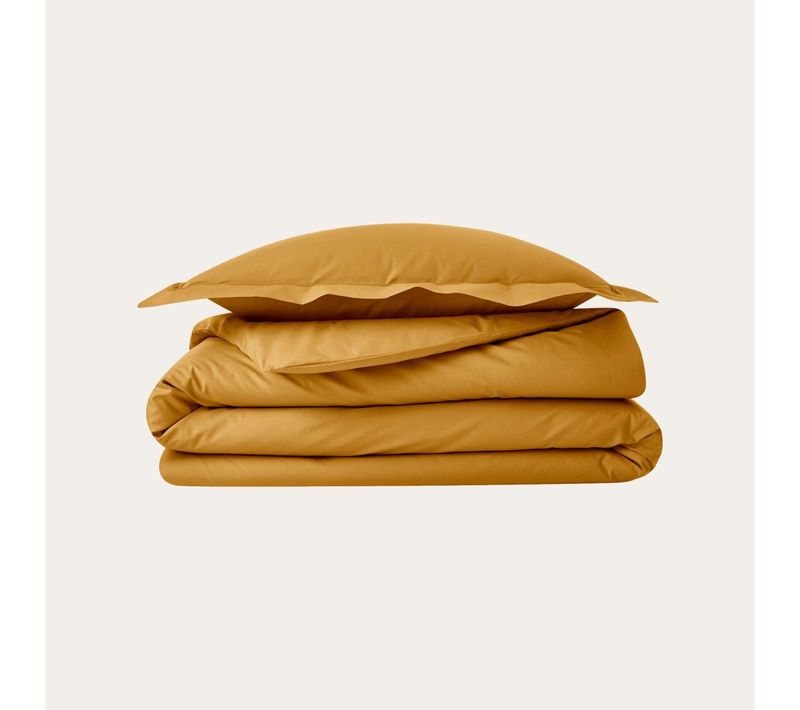 Parure De Couette 260 X 240 Cm + 2 Taie 50 X 70 Cm  En Percale De Coton Curry