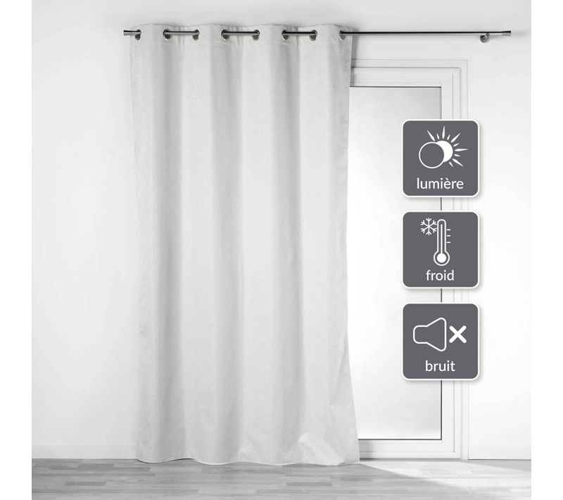 Lot De 2 Rideaux Isolant Phonique Thermique Occultant 140 X 260 Cm Darcko Gris Pâle