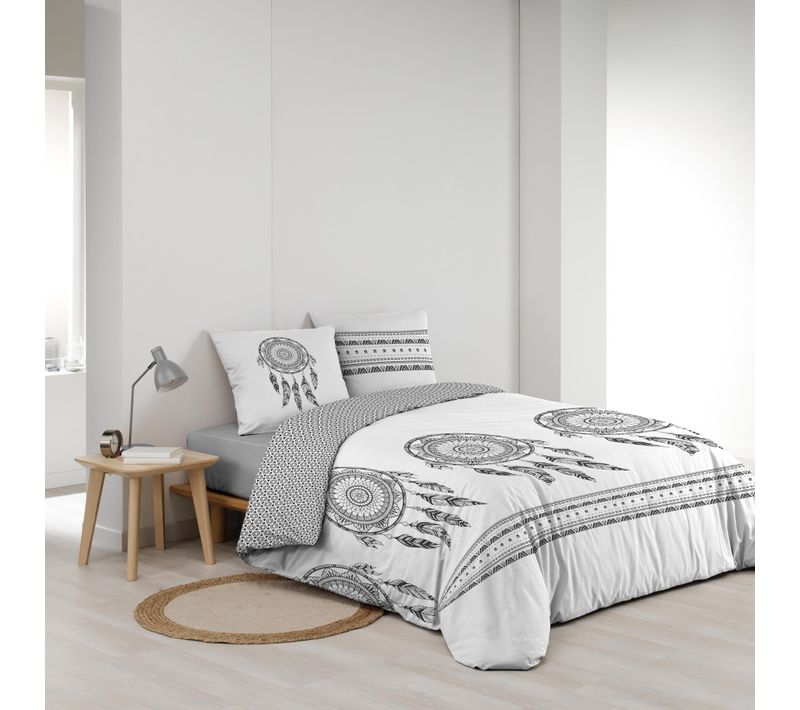 Housse De Couette 240 X 220 Cm Coton 42 Fils + 2 Taies Reve Indien