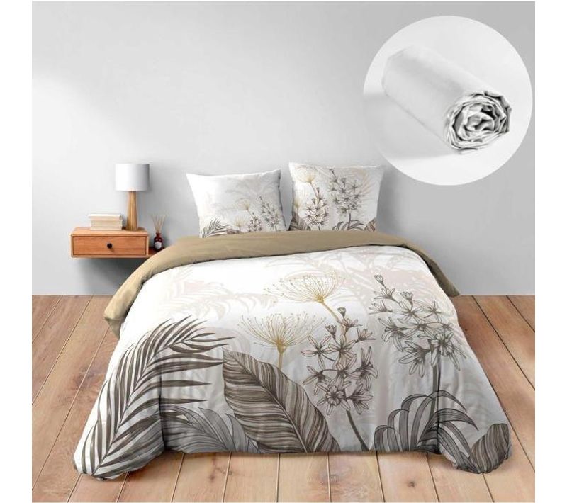 Bastille - Housse De Couette 260 X 240 Cm + Drap Housse Blanc 160x200 Cm -