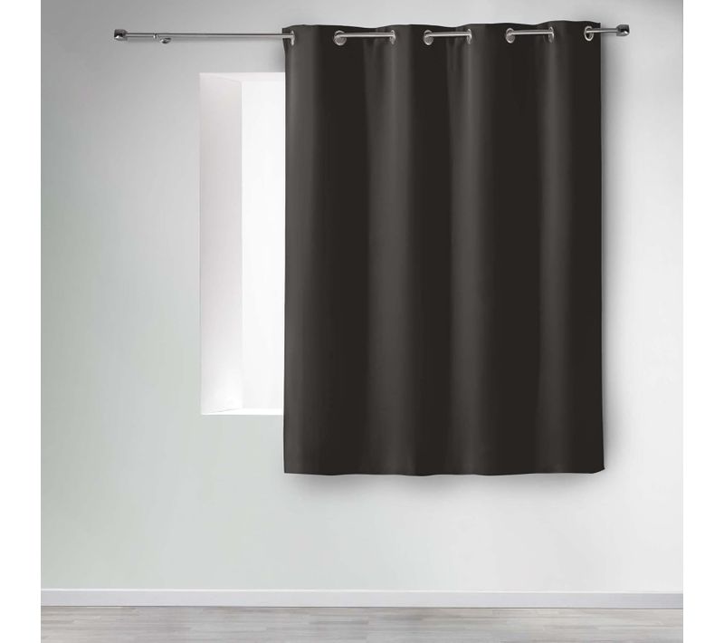 Rideau à Oeillets Occultant Uni Petite Hauteur 140 X 180 Cm - Noir