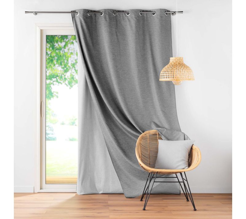Rideau à Oeillets Avec Doublure Amovible (140 X 260 Cm) Coverline Anthracite, Thermique et 100%