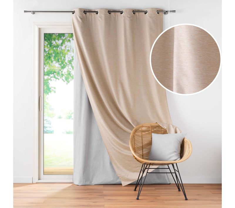 Lot De 4 Rideaux à Oeillets Avec Doublure Amovible (140 X 260 Cm) Coverline Beige, Thermiques