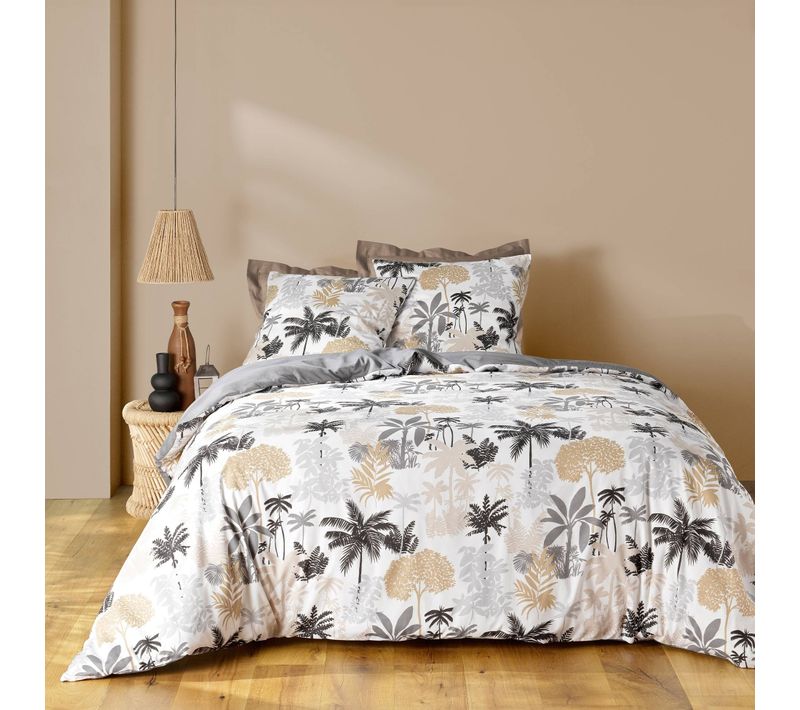 Parure De Lit Scarlett Gris 240 X 220 Cm + Drap-housse 140x190 Cm Gris