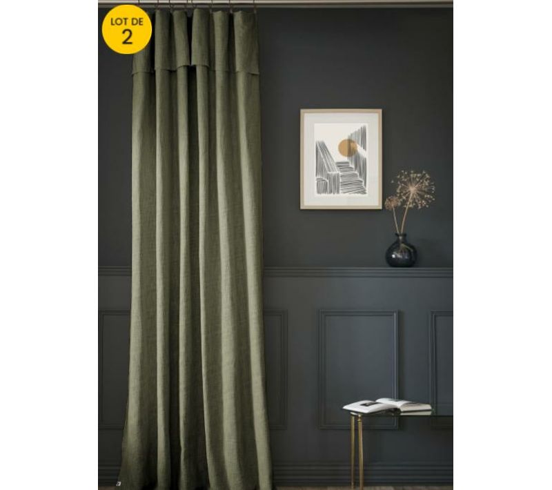 Lot De 2 Rideaux Ajustables Sixtine – 140 X 270 Cm – Coton Flammé – Thym