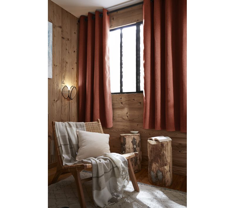Lot De 2 Rideaux Ultra Occultants Doublés Polaire – Bjorn Terracotta – 140 X 180 Cm