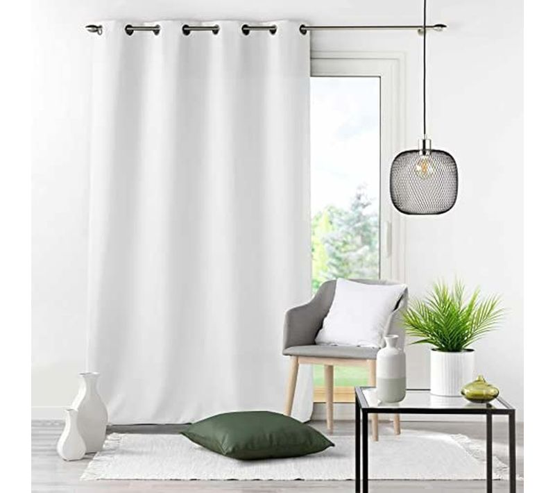 Lot De 4 Rideaux à Oeillets 140 X 260 Cm – Polyester Uni Essentiel – Blanc