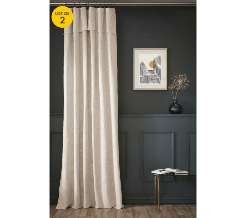 Lot De 2 Rideaux En Coton Ajustables Sixtine – Pampa – 140 X 270 Cm